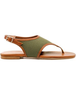 Andrea Gomez Dani Canvas Leather Sandals - Green