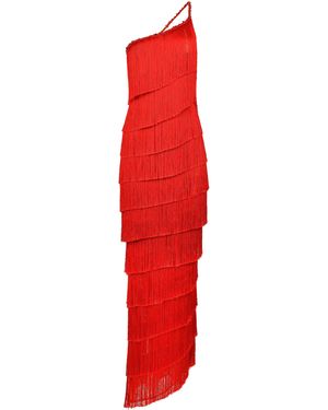 Francesca Miranda Isidora Fringed Silk-Blend Maxi Dress - Red