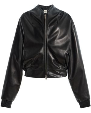 KHAITE Ixin Leather Bomber Jacket - Black