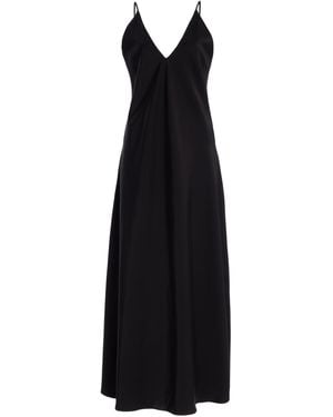 Leset Barb Open Back Satin Maxi Slip Dress - Black