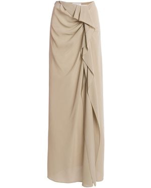 Michael Kors Draped Wool Maxi Skirt - Natural