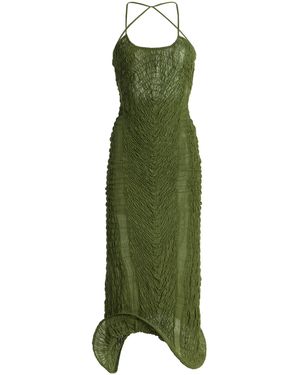TG Botanical Wendy Shirred Cotton Midi Dress - Green