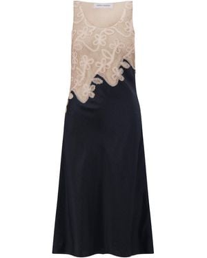 Marina Moscone Pinstripe Lace Dress - Black