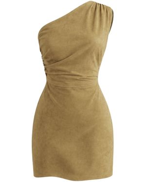 ZUT Matriarca Suede One-Shoulder Mini Dress - Green
