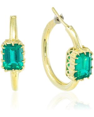 Jenna Blake 18K Emerald Hoop Earrings - Blue
