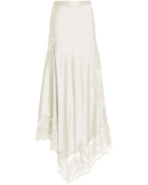 Ulla Johnson Cressida Lace-trimmed Silk Midi Skirt - White