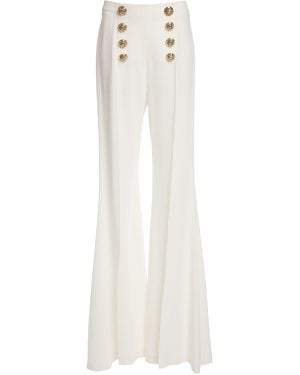 Zuhair Murad Silk-Blend Light Cady Flared Tailored Trousers - White