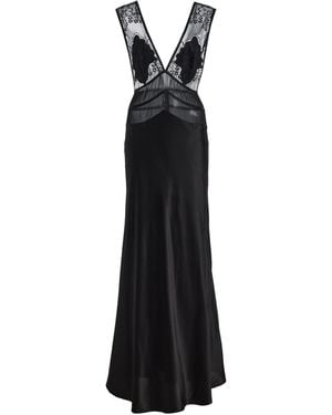 Sleeping with Jacques Exclusive Pascal Lace-Inset Silk Maxi Dress - Black