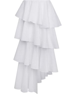 Alaïa Spiral Cotton-Linen Skirt - White