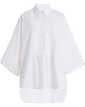 Co. Long Tton Poplin Tunic Top - White
