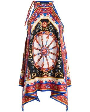 Dolce & Gabbana Printed Silk Top - White