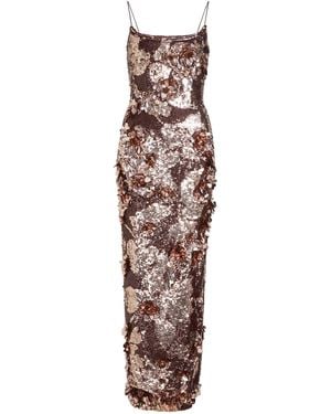 Aje. Halo Sequined Midi Dress - Brown