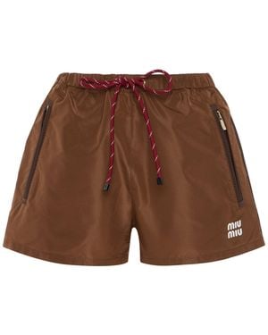 Miu Miu Tech-Canvas Shorts - Brown