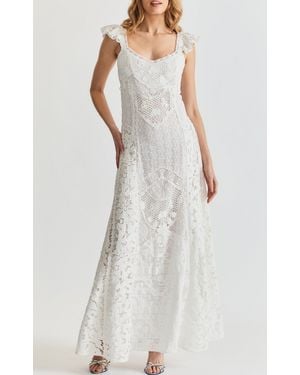 LoveShackFancy Ilaria Lace Cotton Maxi Dress - White