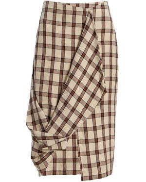 Rohe Draped Checked Linen Skirt - Natural