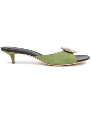 Christopher Esber Aura Quartz Suede Kitten Heel Mules - Green