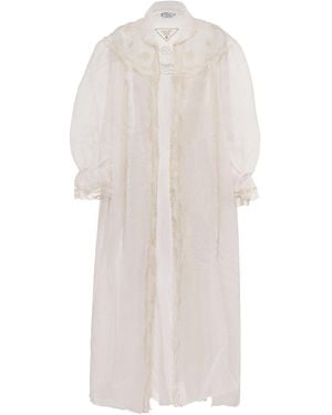 Prada Embroidered Nylon Over Shirt - White