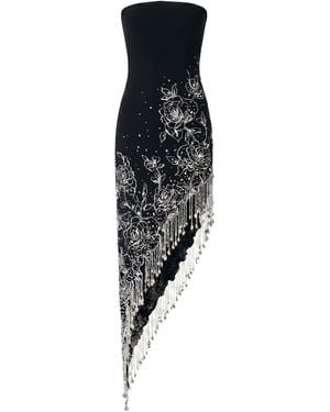 Monse Floral Beaded Midi Dress - Black