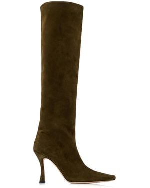 STAUD Cami Suede Knee Boots - Green