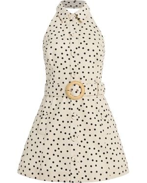 Cara Cara Parker Polka-dot Cotton Mini Halter Shirt Dress - White