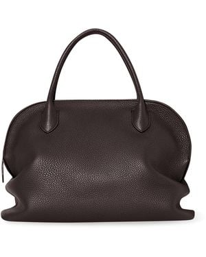 The Row Agnes 12 Leather Tote - Black