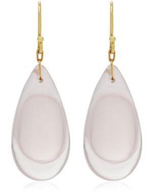 Ten Thousand Things Droplet 18k Yellow Gold Quartz Earrings - Pink