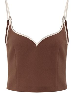 Paris Georgia Basics Heart Bonded Jersey Vest Top - Brown