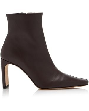 STAUD Wally Leather Ankle Boots - Brown
