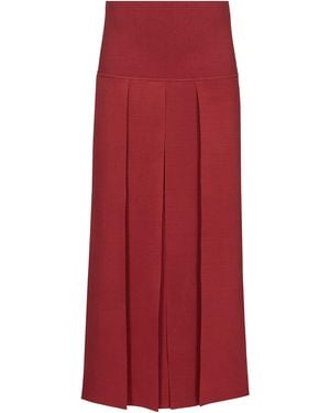 Alaïa Pleated Midi Skirt - Red