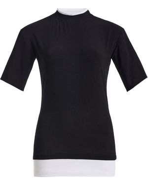 Brandon Maxwell The Anica Double-Layered Fitted Jersey T-Shirt - Blue
