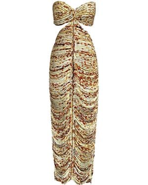 Francesca Miranda Ola Solar Cutout Silk Handmade Dress - Metallic