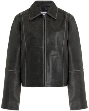 Worn Vintage Willow Distressed Leather Jacket - Black