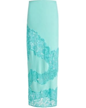 Third Form Exclusive Keepsake Lace-Inset Satin Maxi Skirt - Blue