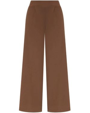 ANDRES OTALORA Celebrada Mid-Rise Stretch-Cotton Wide-Leg Trousers - Brown
