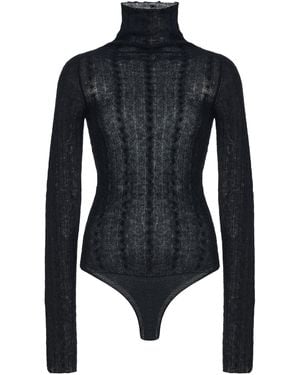 Haikure Margie Turtleneck Wool-Blend Bodysuit - Black