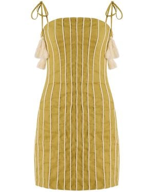 ANDRES OTALORA Exclusive Postales Linen Mini Dress - Yellow