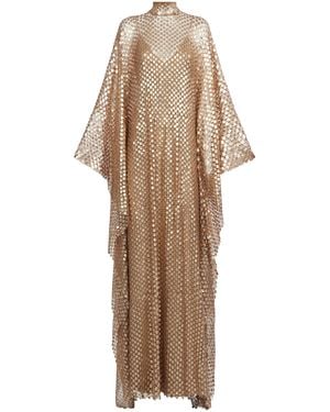 Taller Marmo Deserto Sequined Net Caftan Dress - Natural