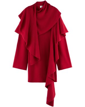 ARAKII Exclusive Ruffled Scarf Wool-Blend Mini Dress - Red