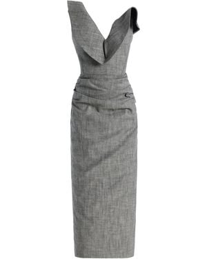 Maticevski Exclusive Requiem Strapless Midi Dress - Grey