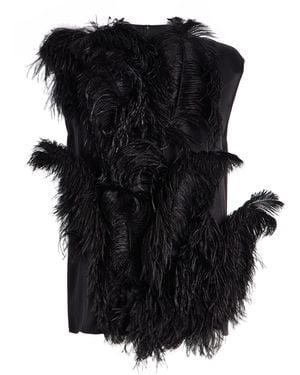 FFORME Manon Feather-Embroidered Satin T-Shirt - Black