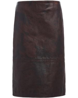 RÙADH The Nova Leather Midi Skirt - Brown