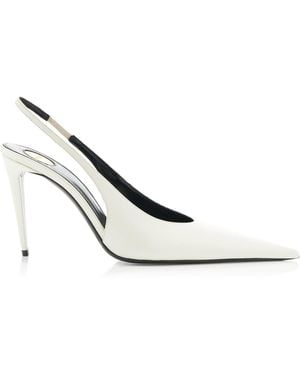 Saint Laurent Guermantes Leather Slingback Court Shoes - White
