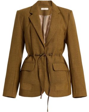 Ulla Johnson Riley Belted Recycled-Wool Blazer - Natural