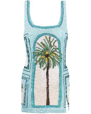 La Fuori Palm Jumeirah Embroidered Dress - Blue