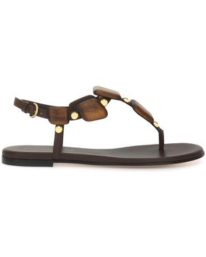 Gianvito Rossi Embellished Leather Sandals - Brown