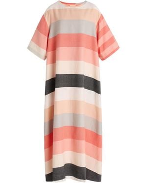 Marrakshi Life The Striped Cotton T-Shirt Dress - Pink
