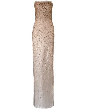 La Fuori Sylvan Mystical Meadow Embellished Maxi Dress - Natural