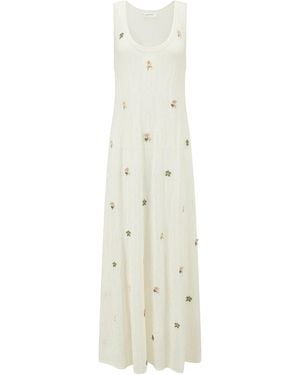 Into The East Embroidered Knit Vest Maxi Dress - White