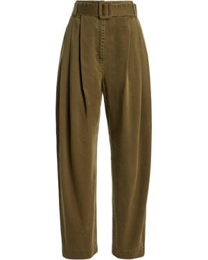 Co. Tton Pleated Belted Pants - Green
