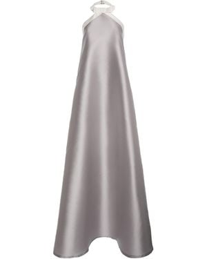 Greta Constantine Sparrow Satin Trapeze Gown - Grey